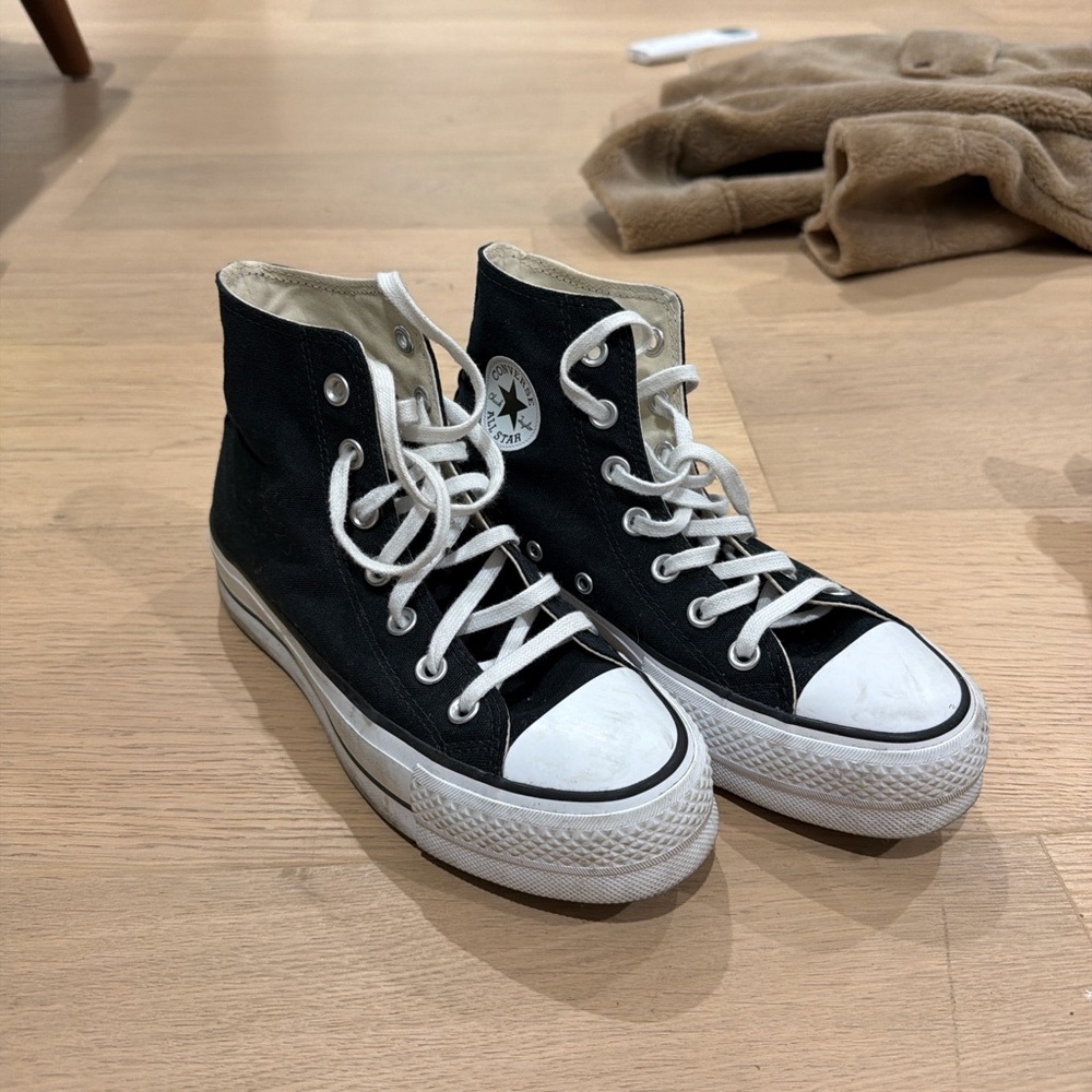 Classic High-Top Canvas Sneakers in Black and White - Women's